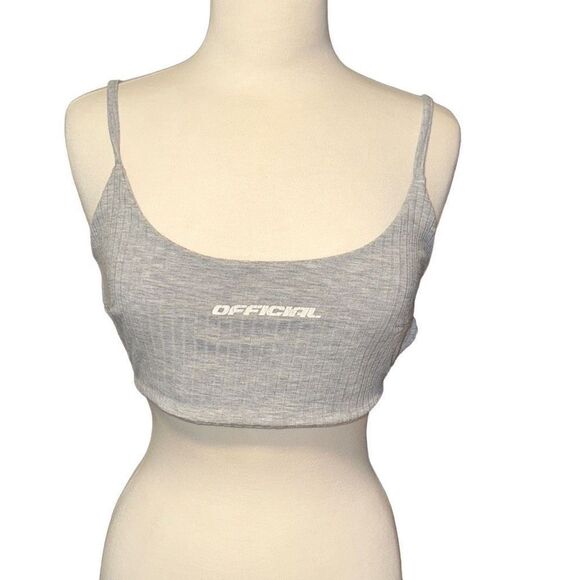Gray crop tank top OFFICIAL sz med/ size women’s 10 by Boohoo - Picture 1 of 9